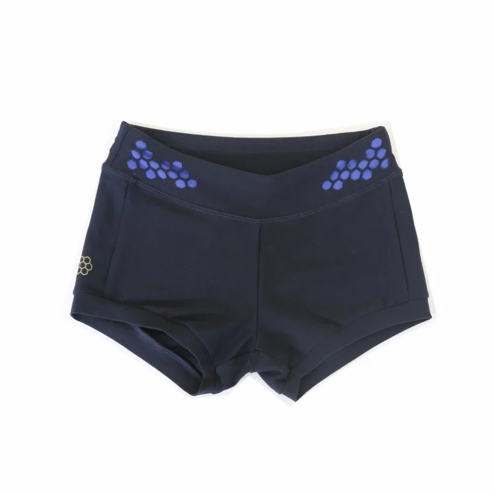 Honeycut Girls' Black Dance Shorts with Blue Accent